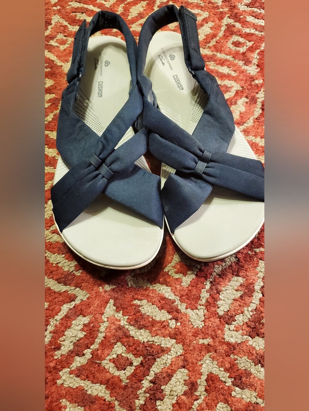 Clarks Cloudsteppers Arla Navy Strappy Sandals 8M 26143188